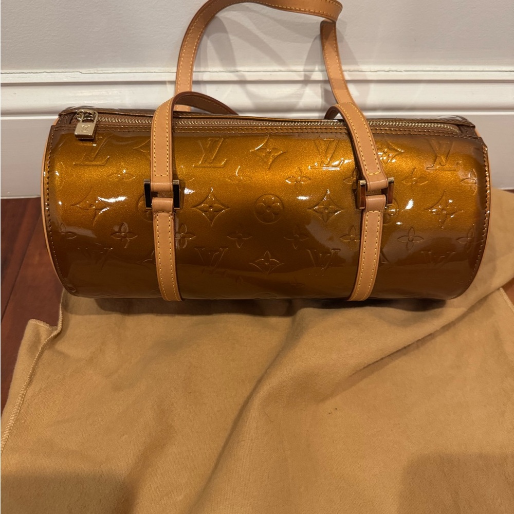 Louis Vuitton Papillon Monogram Vernis Bronze  bag and matching wallet.